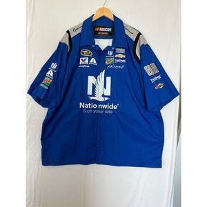 Nascar Dale Earnhardt Jr Shirt Mens Sz 3XL Snap Closure Collar Short Sleeve Blue